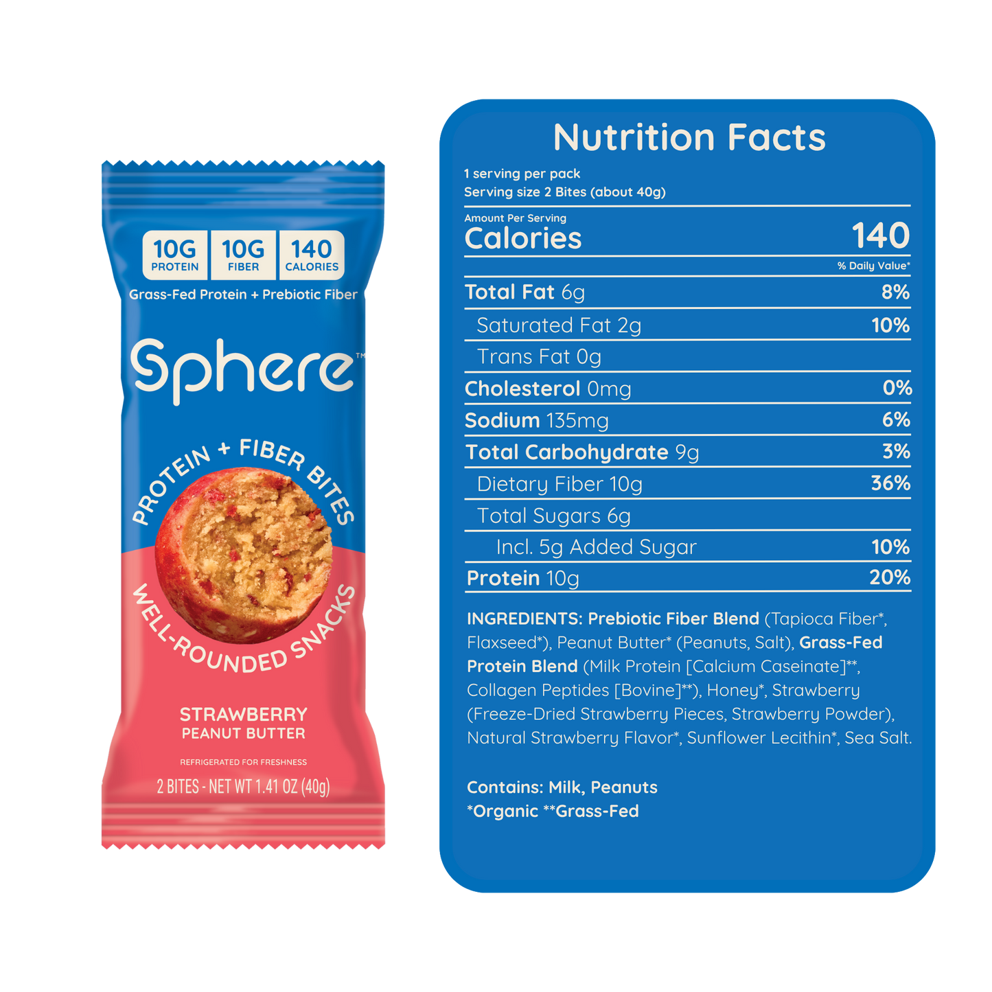 Strawberry Peanut Butter Protein + Fiber Bites