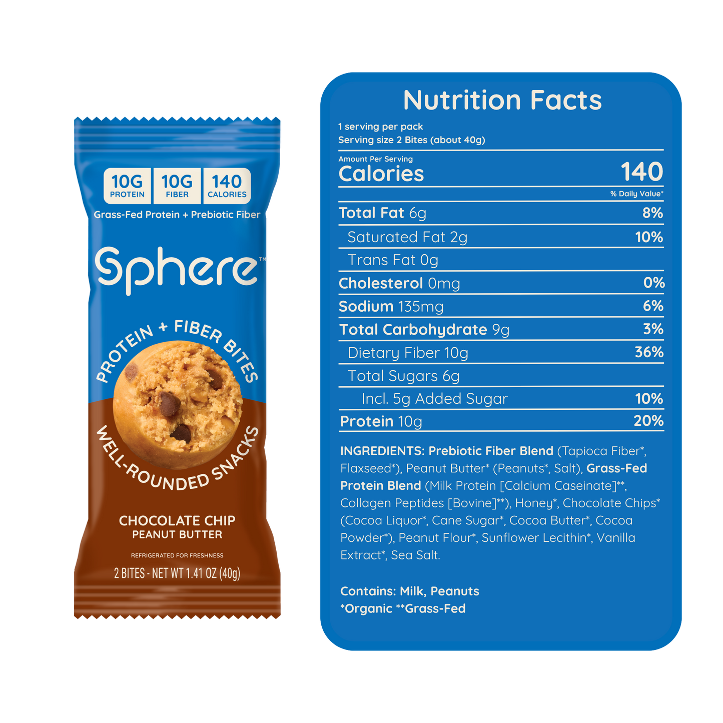 Chocolate Chip Peanut Butter Protein + Fiber Bites